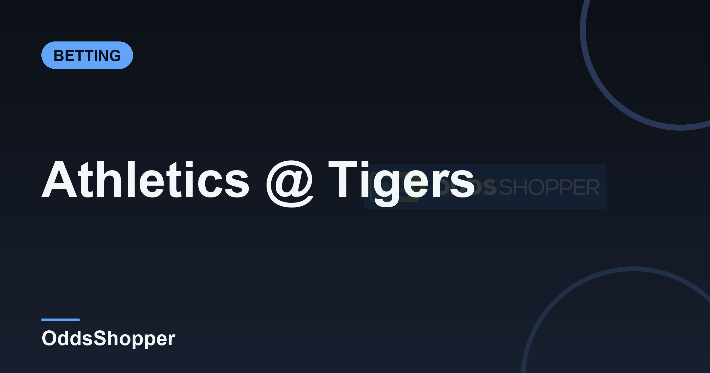Athletics Vs Tigers Odds: Best Prices And +EV Edges