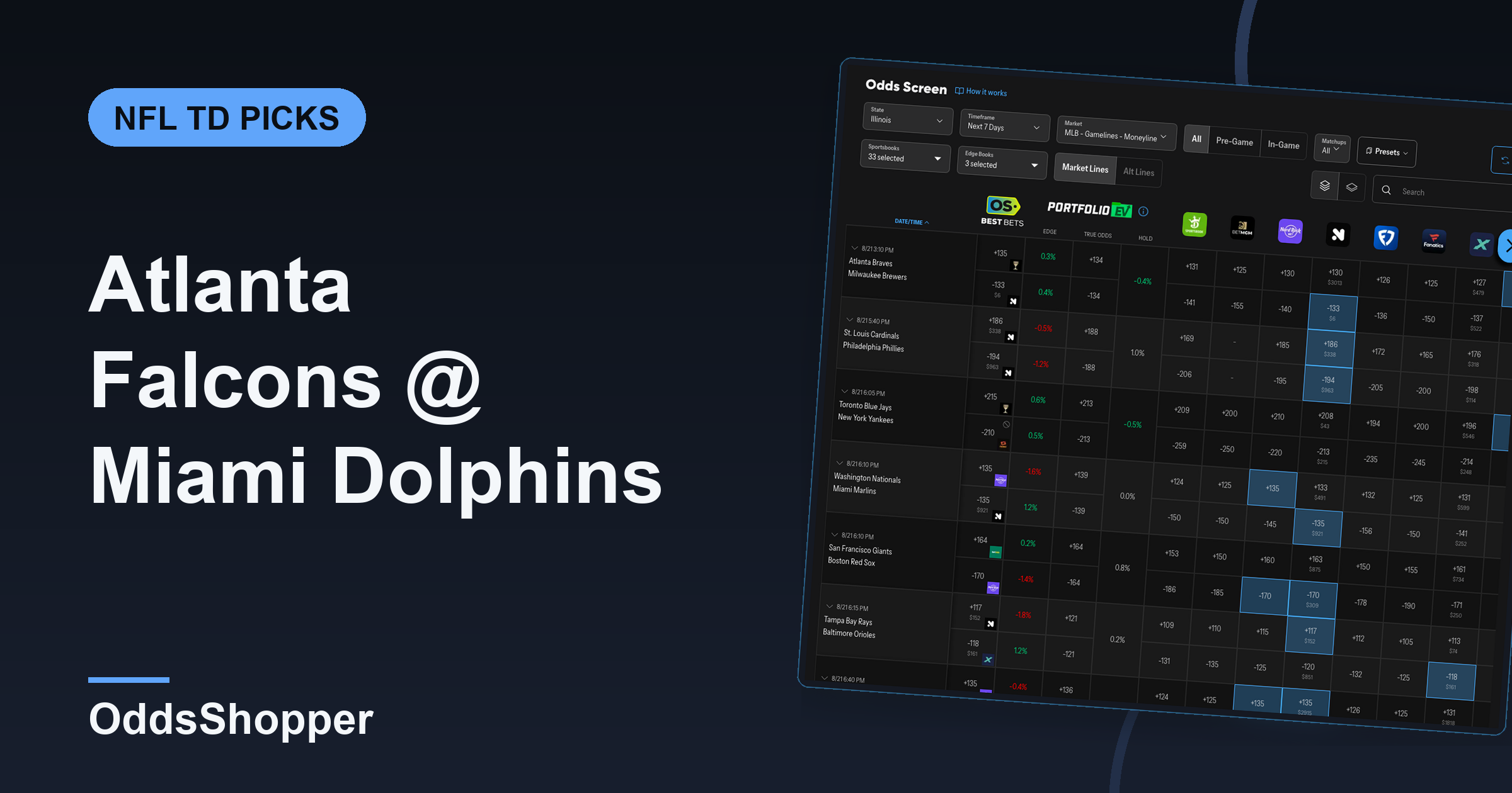 Atlanta Falcons @ Miami Dolphins Anytime TD Scorer Picks (8/28)