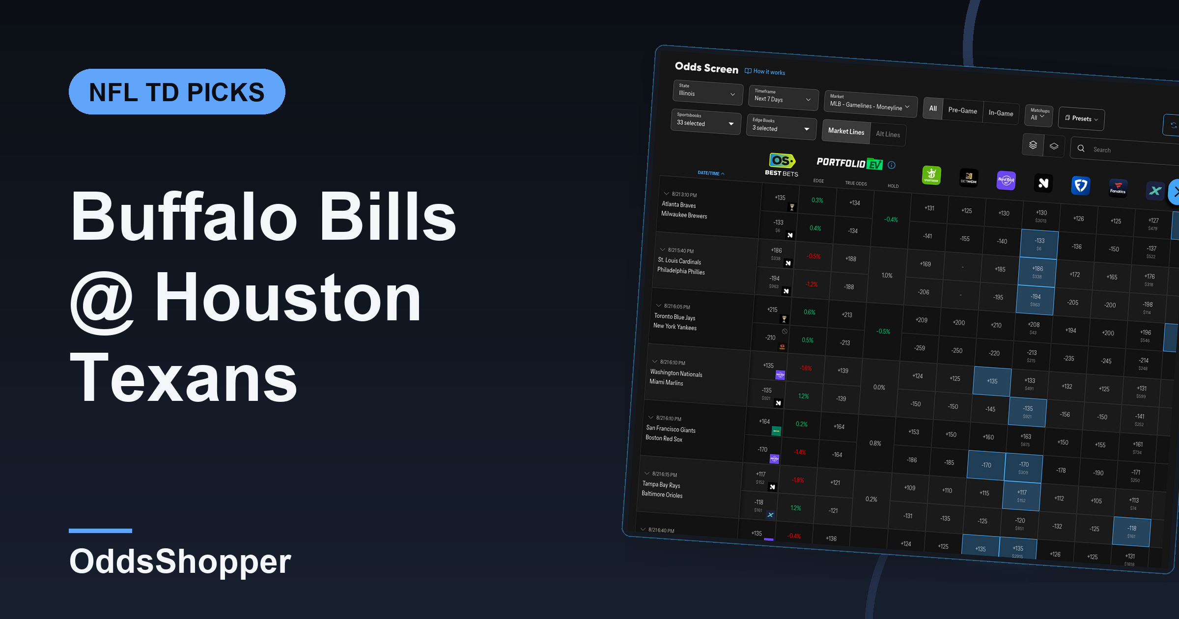 Buffalo Bills @ Houston Texans Anytime TD Scorer Picks (9/13)