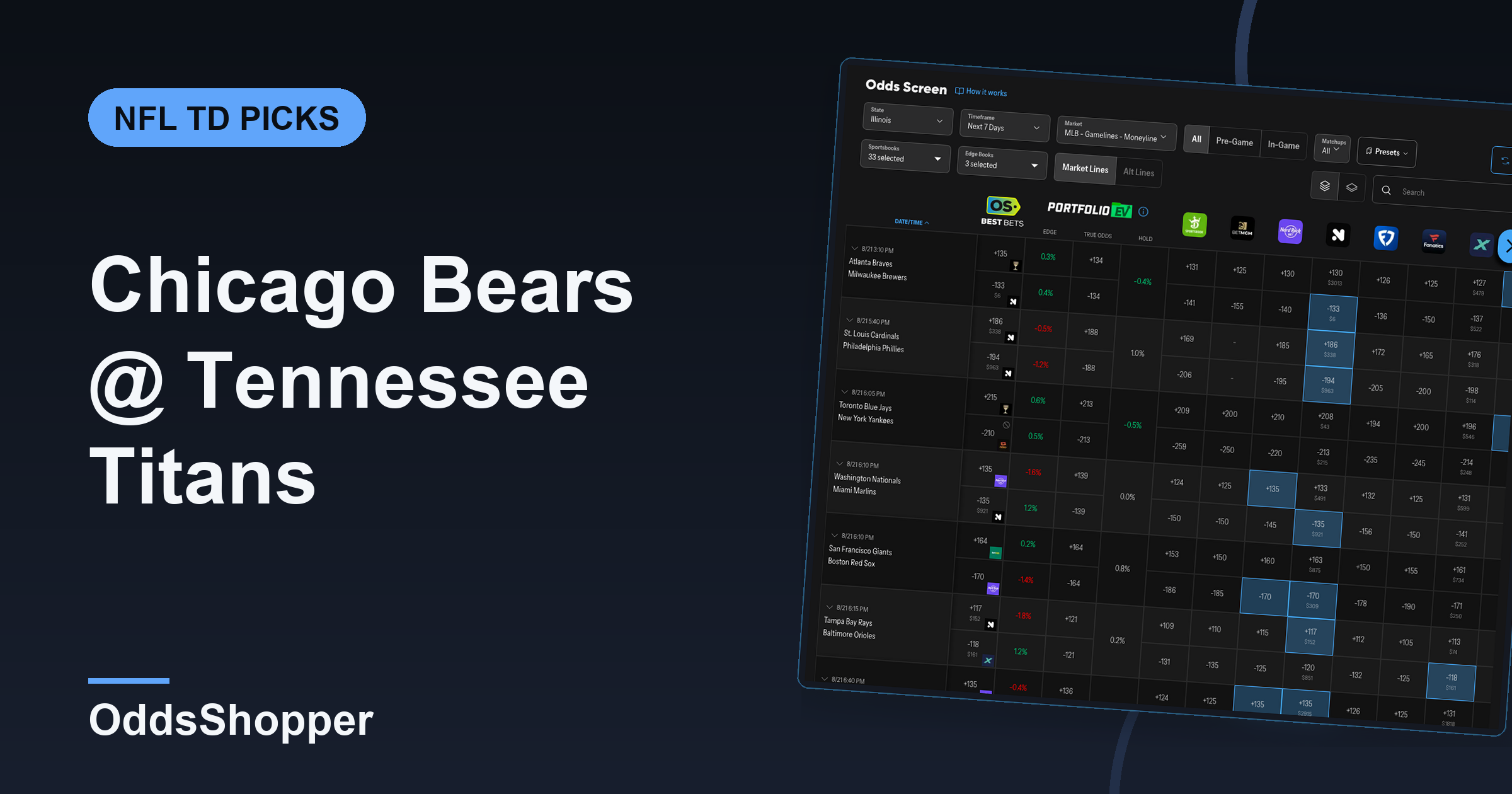 Chicago Bears @ Tennessee Titans Anytime TD Scorer Picks (8/29)