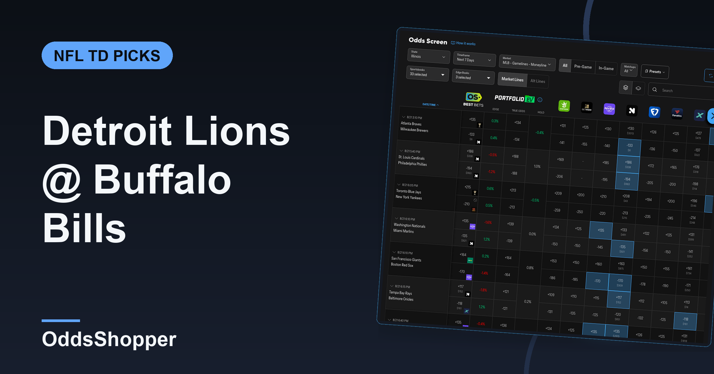 Detroit Lions @ Buffalo Bills Anytime TD Scorer Picks (9/17)