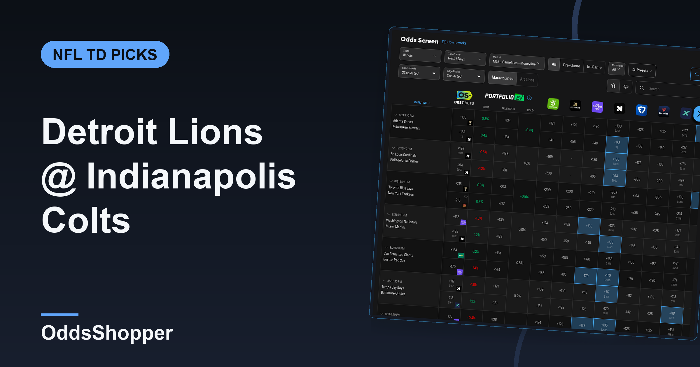 Detroit Lions @ Indianapolis Colts Anytime TD Scorer Picks (8/29)