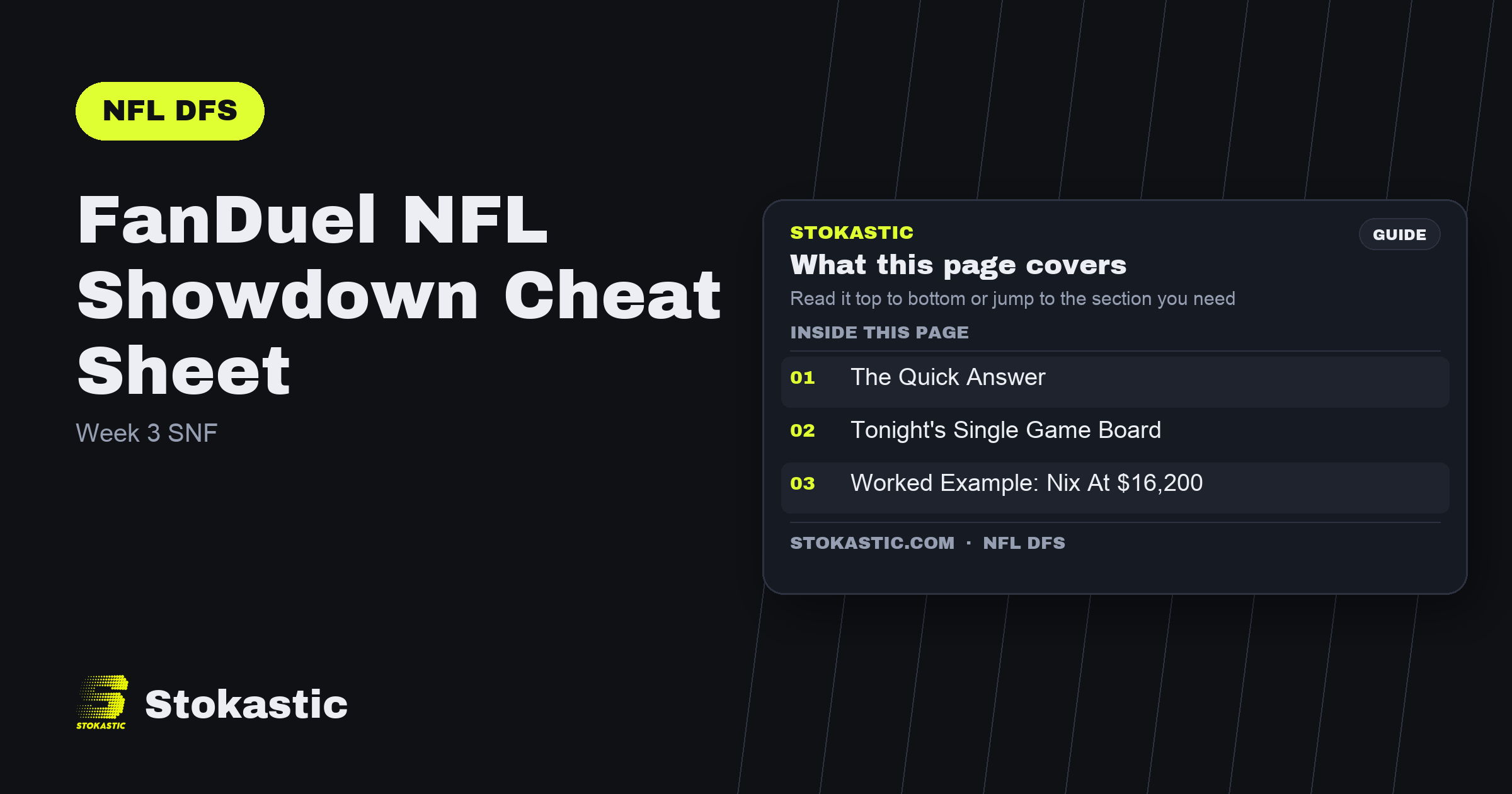 FanDuel NFL Showdown Cheat Sheet: Week 3 SNF
