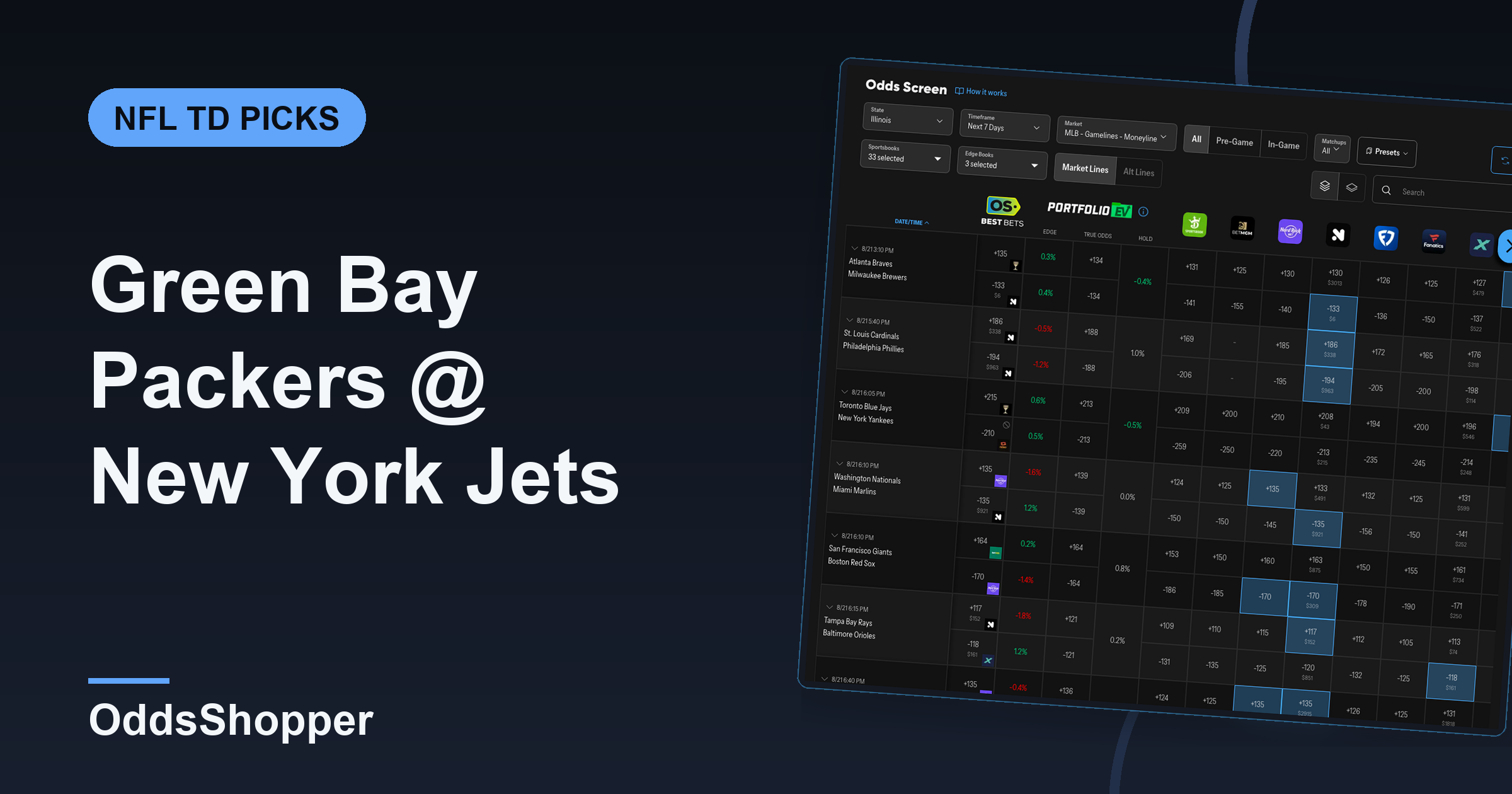 Green Bay Packers @ New York Jets Anytime TD Scorer Picks (9/20)