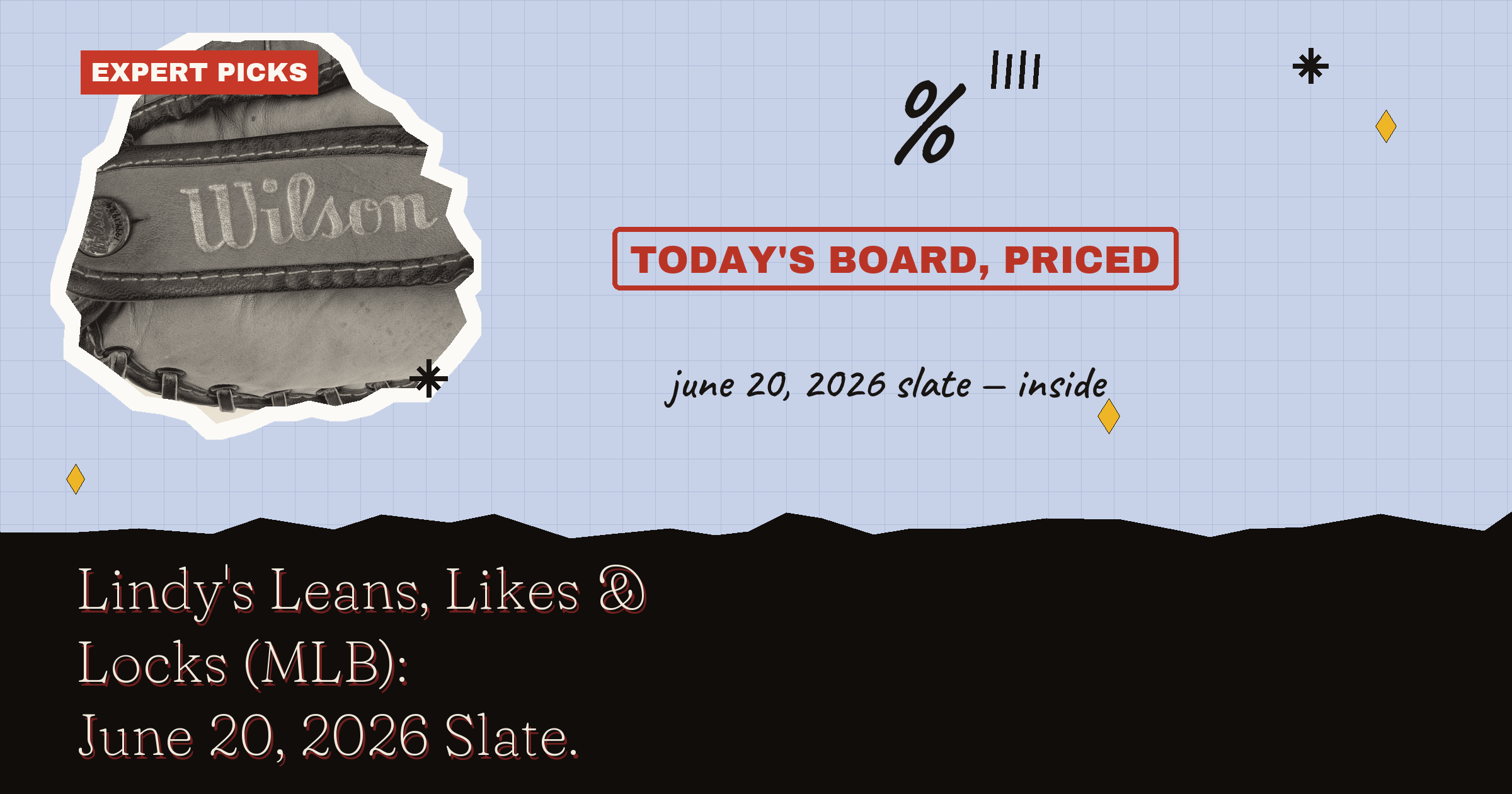 Lindy's Leans, Likes & Locks (MLB): June 20, 2026 Slate