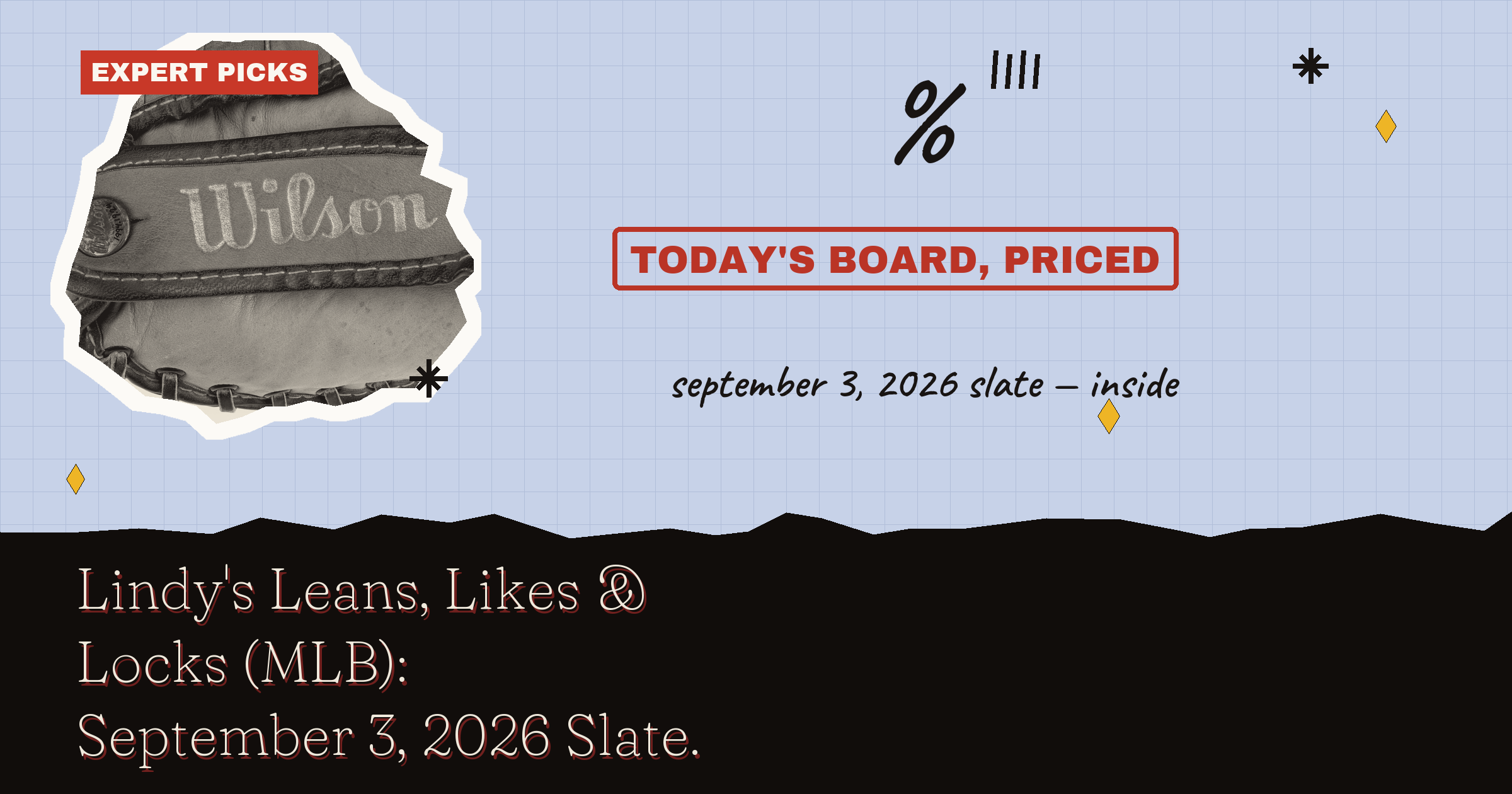 Lindy's Leans, Likes & Locks (MLB): September 3, 2026 Slate
