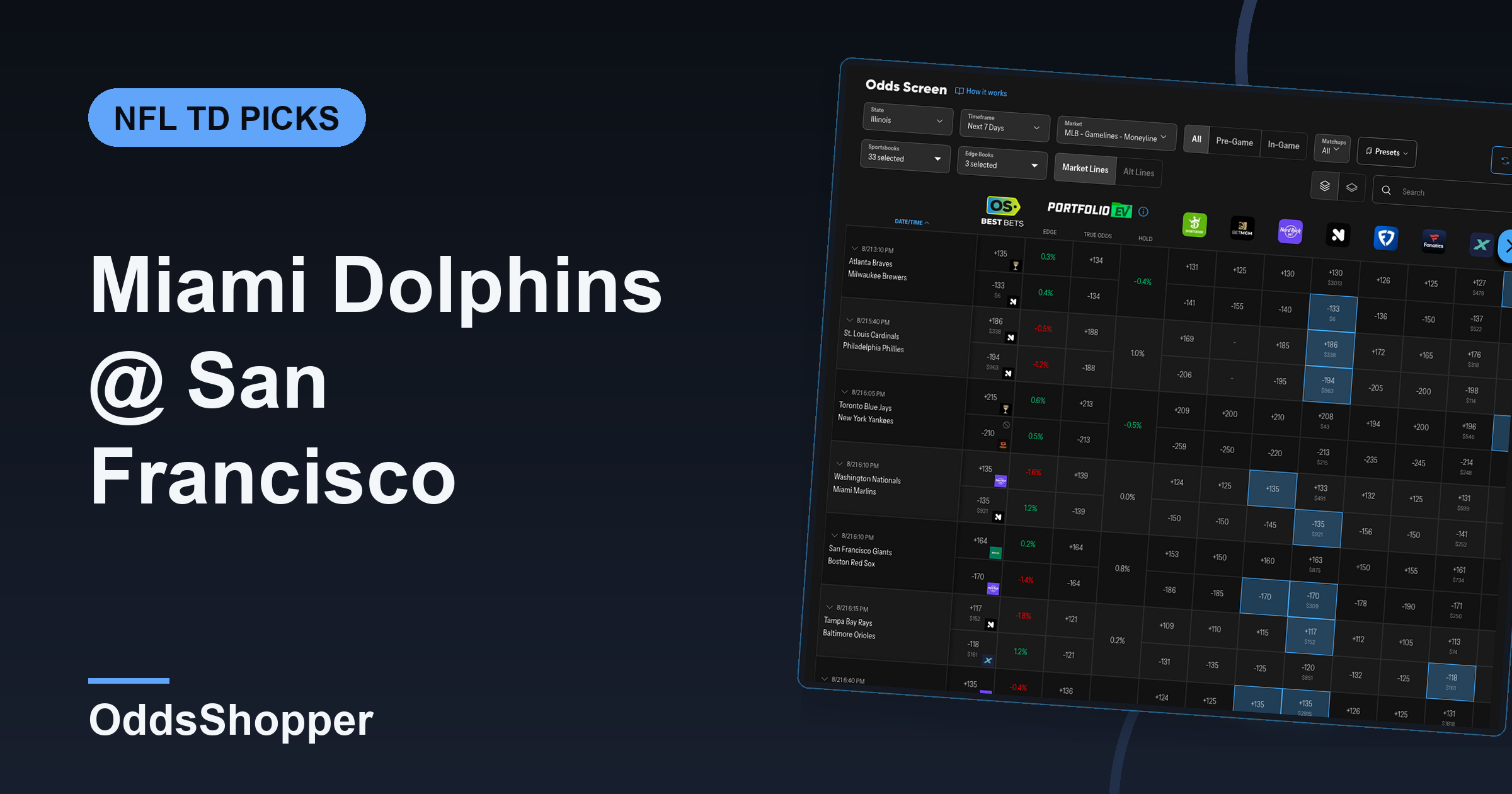 Miami Dolphins @ San Francisco 49ers Anytime TD Scorer Picks (9/20)