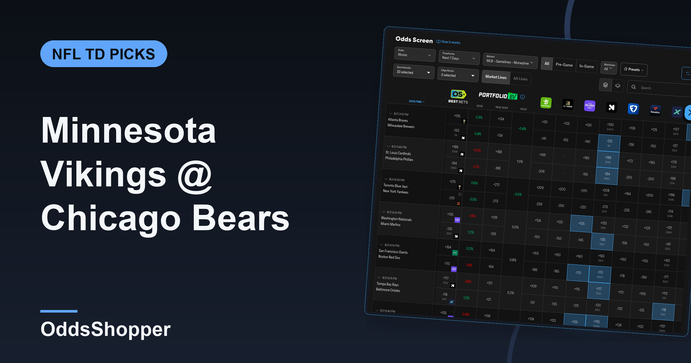 Minnesota Vikings @ Chicago Bears Anytime TD Scorer Picks (9/20)