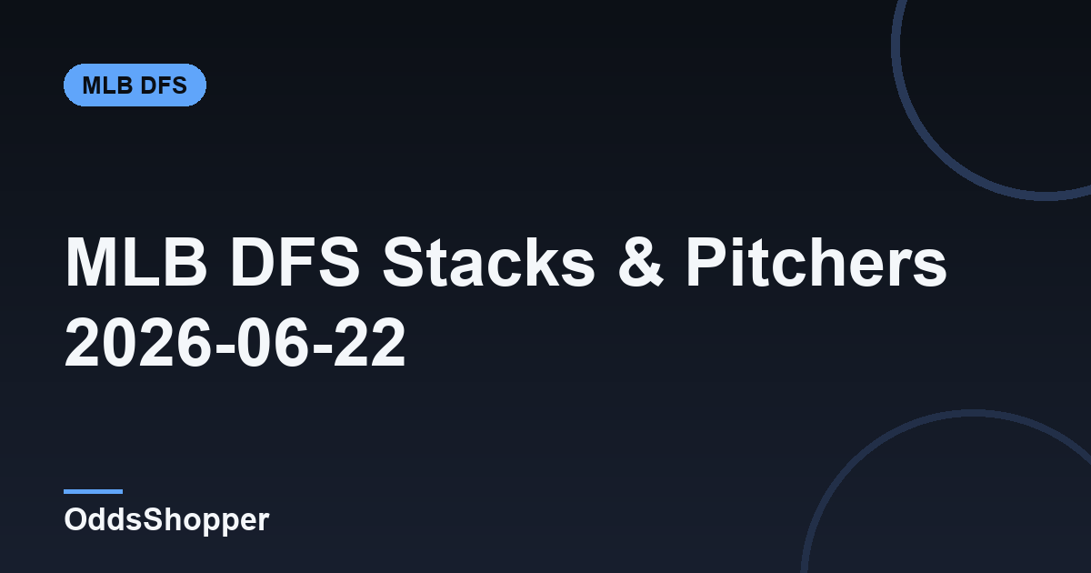 MLB DFS Top Stacks & Top Pitchers: June 22, 2026