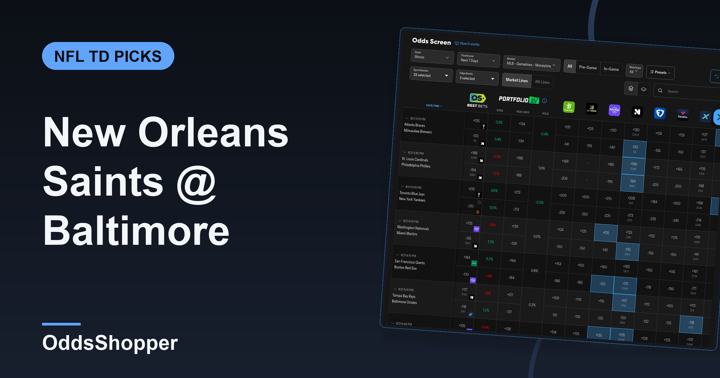 New Orleans Saints @ Baltimore Ravens Anytime TD Scorer Picks (9/20)