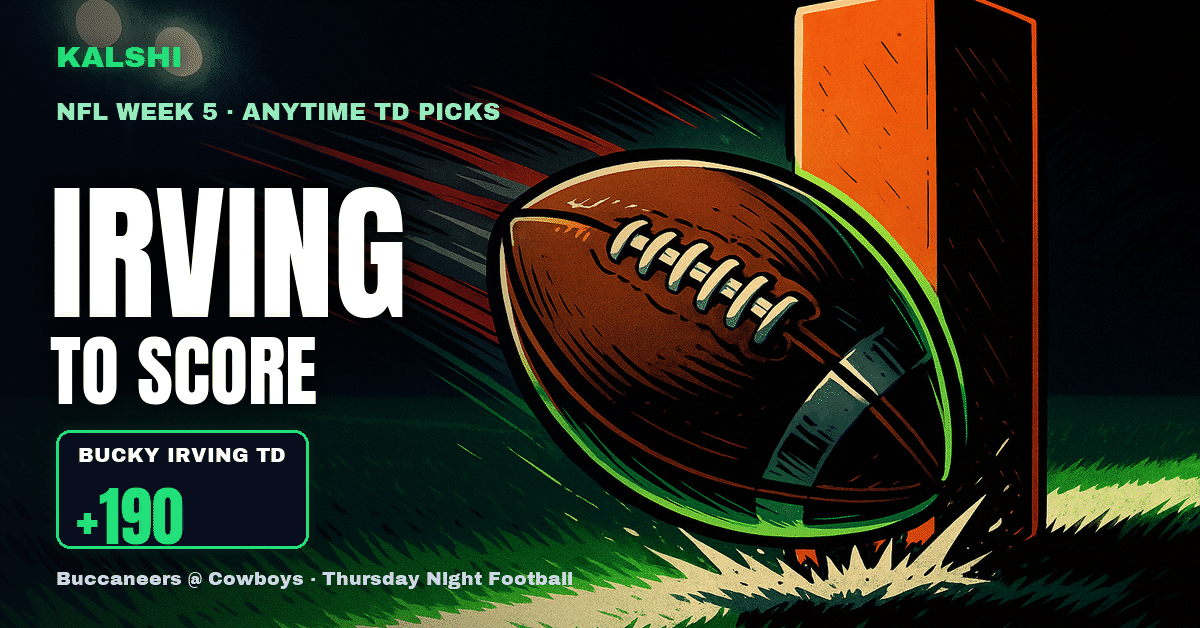 NFL Week 5 Anytime TD Picks: Bucky Irving at +190 Leads the Board