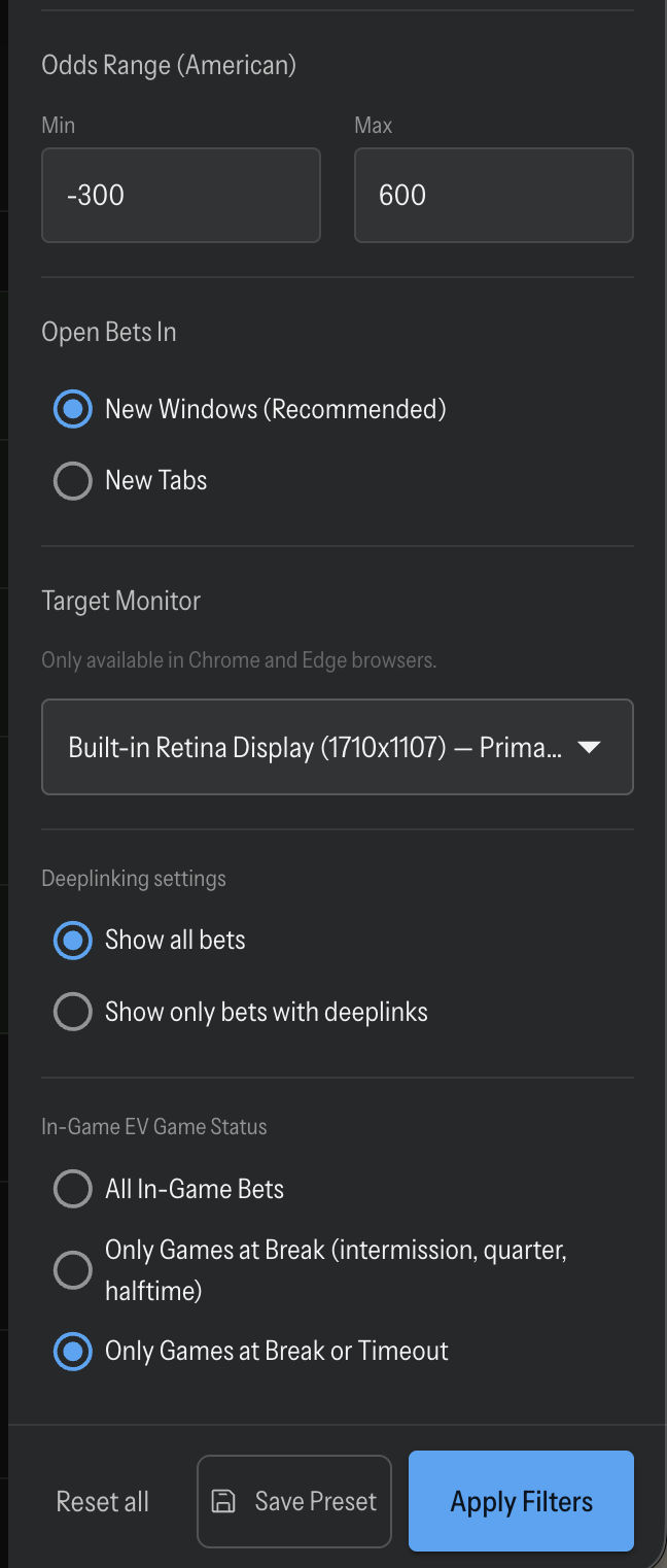 OddsShopper tool
