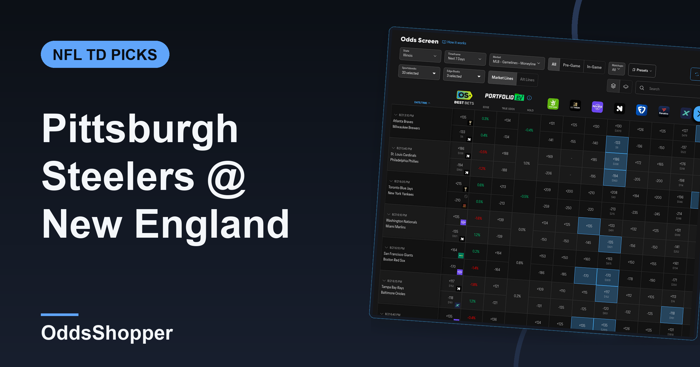 Pittsburgh Steelers @ New England Patriots Anytime TD Scorer Picks (9/20)