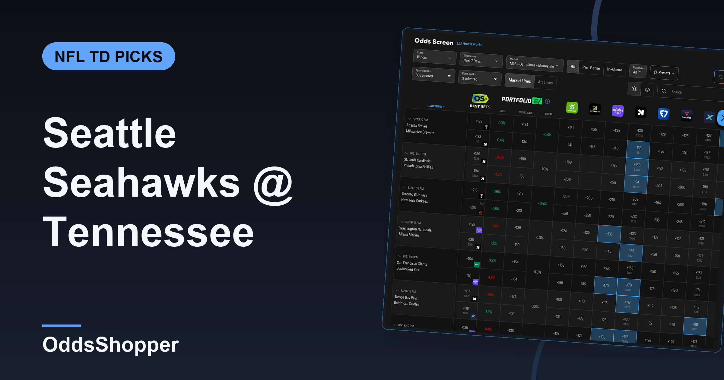 Seattle Seahawks @ Tennessee Titans Anytime TD Scorer Picks (8/23)