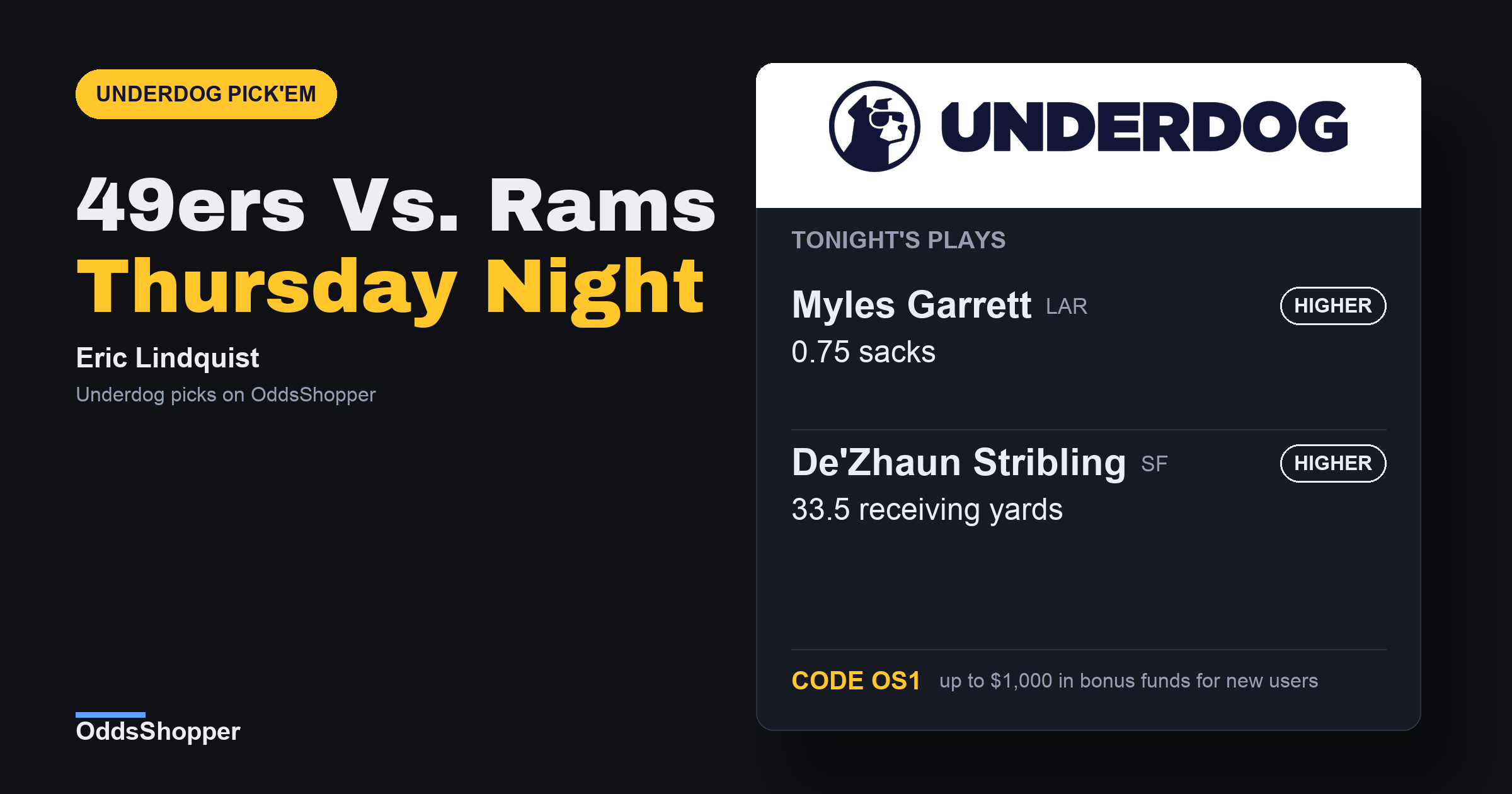Underdog NFL Picks Today: 49ers-Rams, Thursday, September 10